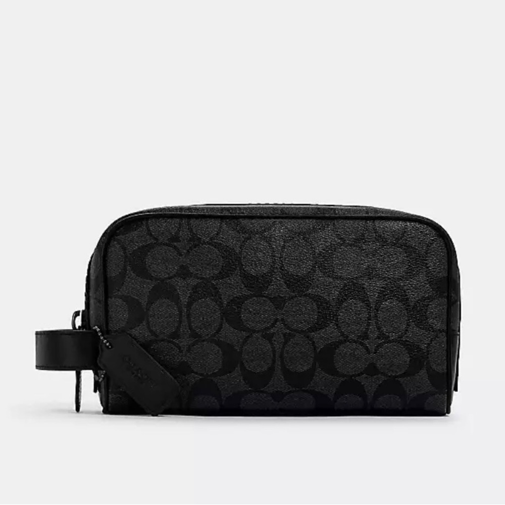 NWT Coach Small Travel Kit In Signature Canvas In Black MSRP $178